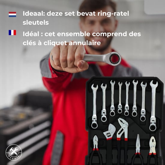 4toolz Blackline xxl gereedschapskoffer met ring-ratel sleutels 1020-delig - - Image 2