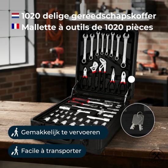 4toolz Blackline xxl gereedschapskoffer met ring-ratel sleutels 1020-delig - - Image 6
