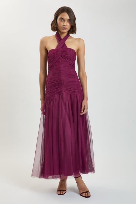 Halterneck Tulle Maxi Dress - Image 1