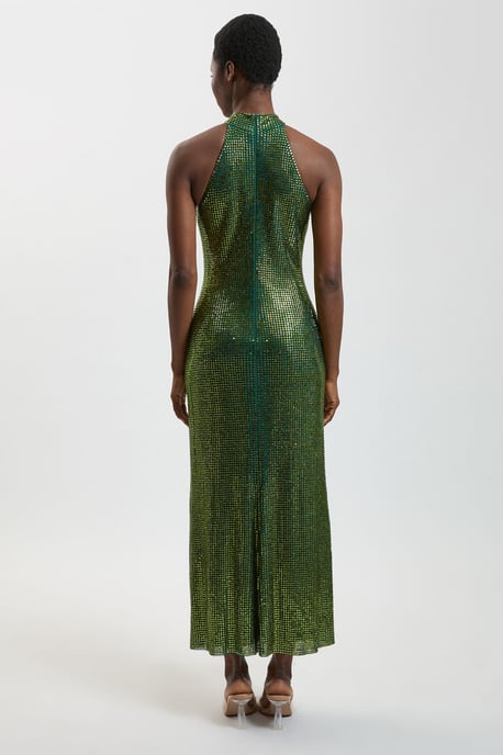 Premium Crystal Embellished Halter Neck Maxi Dress - Image 3