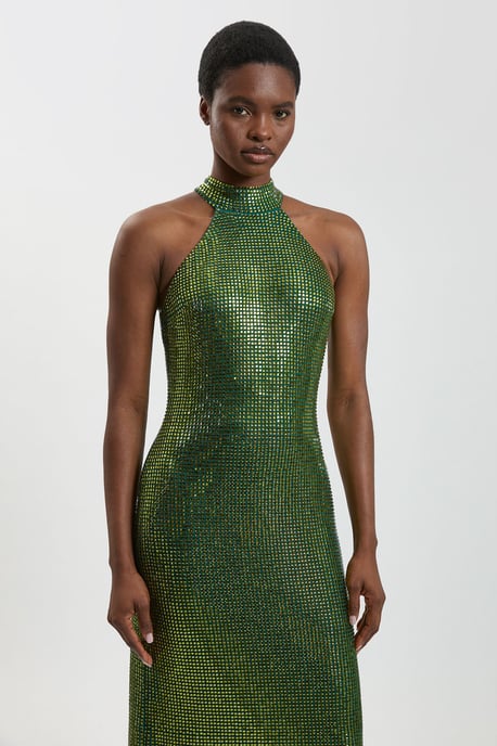 Premium Crystal Embellished Halter Neck Maxi Dress - Image 4