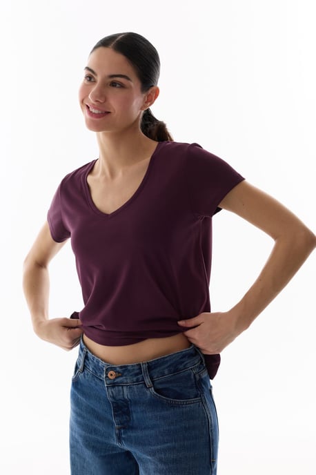 Oversized V-Neck Long T-Shirt - Image 3