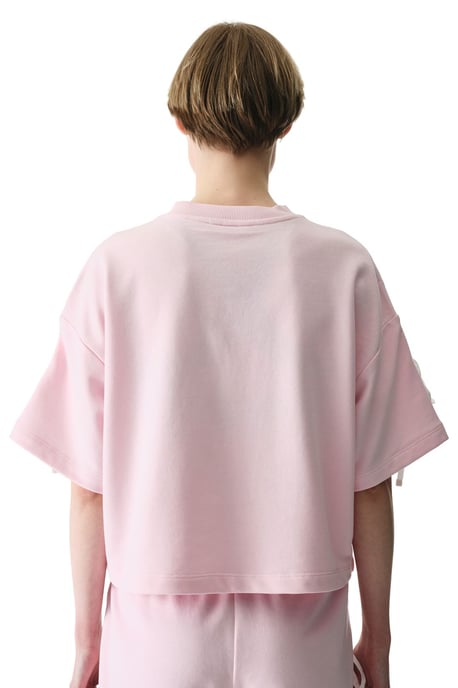 Oversized V-ringad T-shirt i bomullsblandning med rosettdetalj - Image 2