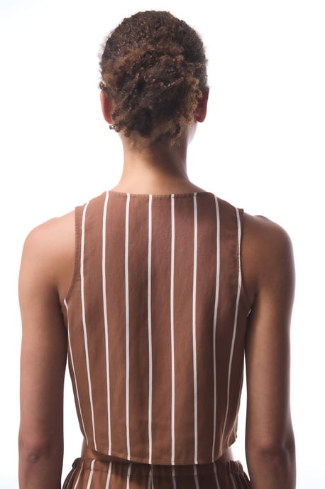 Striped V-Neck Sleeveless Bodysuit - Image 3