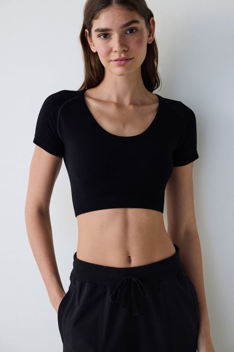 Short Knit Bodysuit With U Neck - Image 2