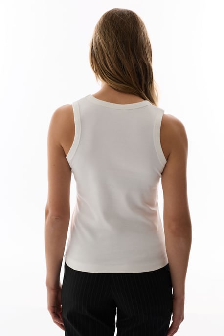 Bomullsribbad V-ringad ärmlös bodysuit - Image 6