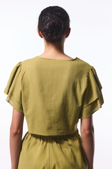 Cotton Crop Bodysuit With Tie Detail - Image 2