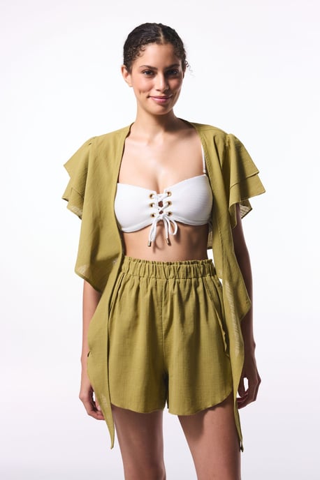 Cotton Crop Bodysuit With Tie Detail - Image 4