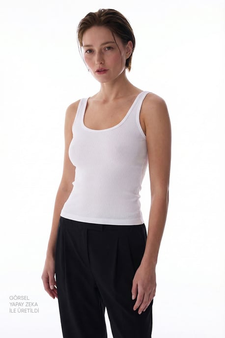Ribbed Sleeveless Crew Neck Bodysuit - Image 1