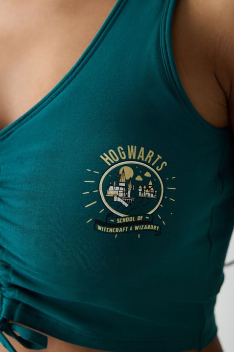 Tryckt V-hals ärmlös crop bodysuit - Image 3