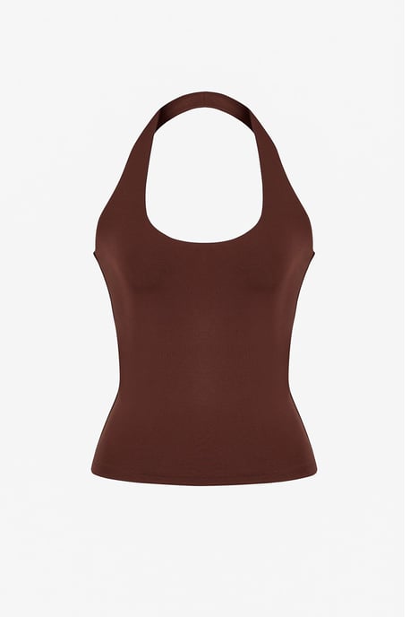 Sleeveless Halterneck Knit Bodysuit - Image 1