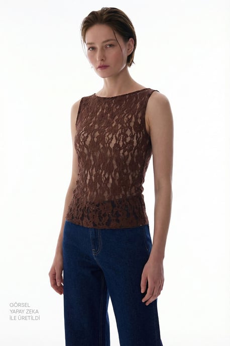 Floral Lace Sleeveless Bodysuit - Image 1