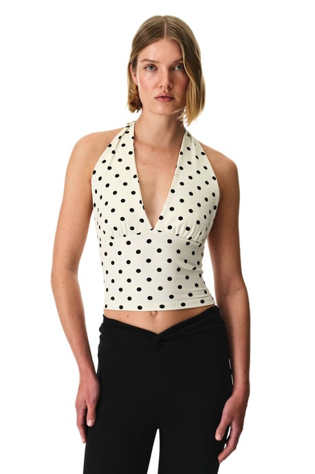 Polka Dot Halterneck Thong Bodysuit - Image 2