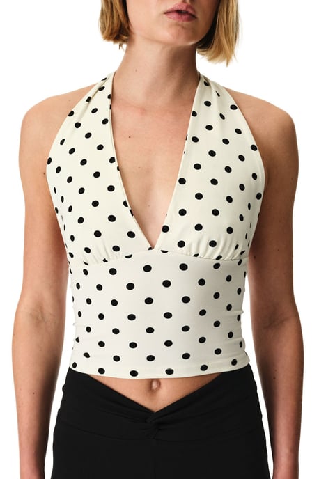 Polka Dot Halterneck Thong Bodysuit - Image 3