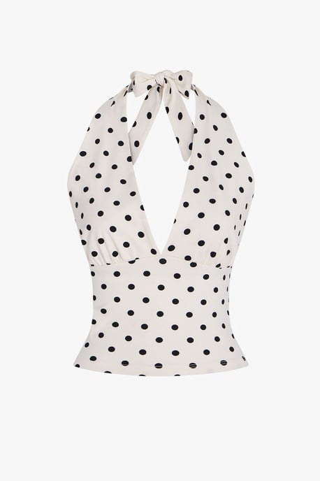 Polka Dot Halterneck Thong Bodysuit - Image 6