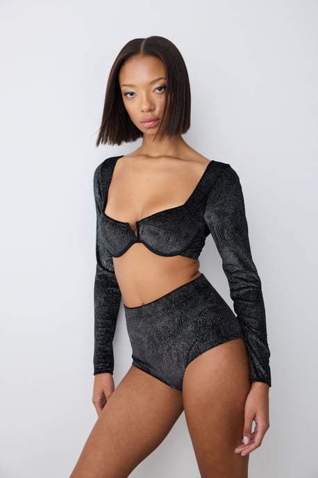 Textured Underwire Crop Bodysuit - Image 6