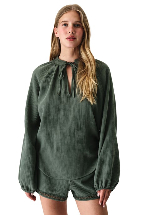 Oversized Cotton Shirt With Tie Detail - Image 1