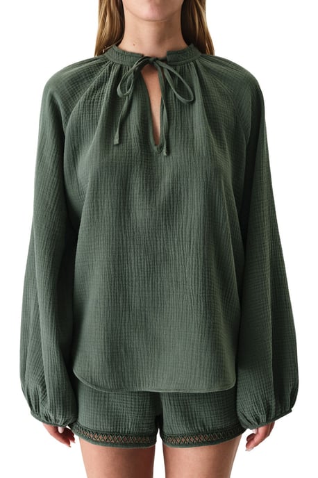 Oversized Cotton Shirt With Tie Detail - Image 3