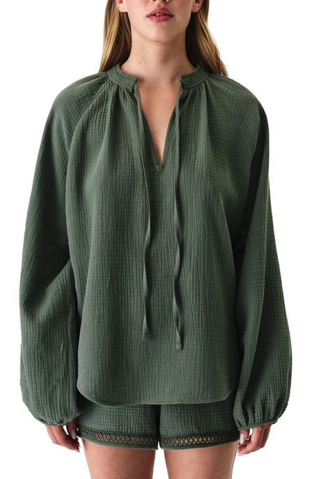 Oversized Cotton Shirt With Tie Detail - Image 5
