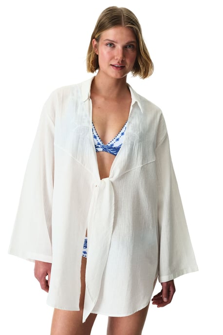 Katoenen Gewoven Overhemd met Krawtstrik voor Dames - Image 4