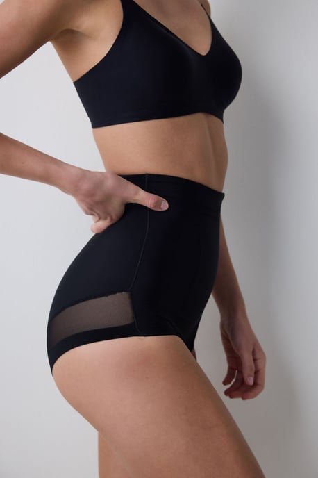 High-Waisted Mesh Insert Shapewear Body送り - Image 2