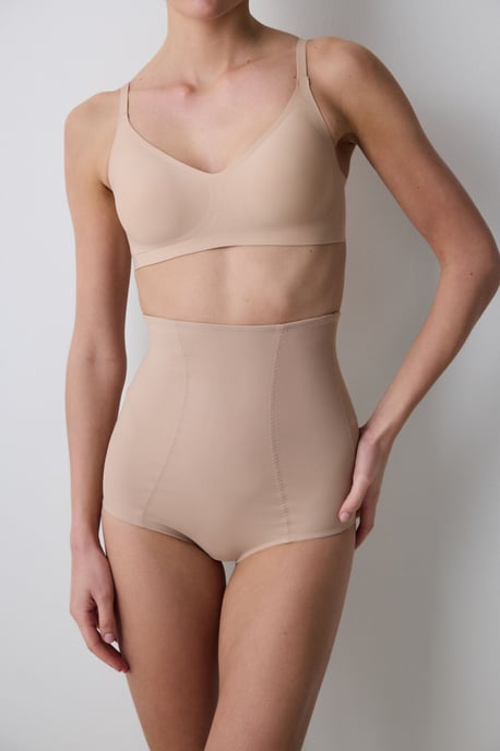 High-Waist Mesh Insert Shapewear Bodysuit - Image 1