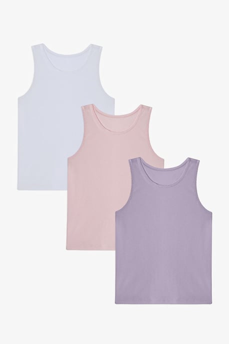 Ungdoms Bandeau Ribbstickad Bomullstopp 3-Pack - Image 1