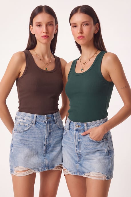 Fitted U-hals Gebreide 2-Pack Tanktop - Image 1