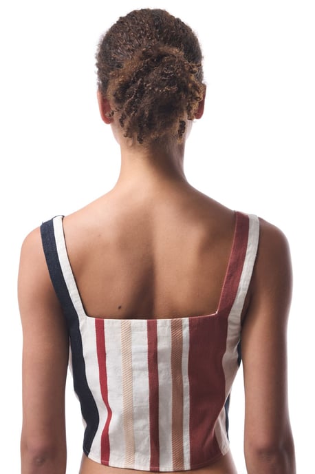 Randig bomull croppad bralette camisole - Image 3