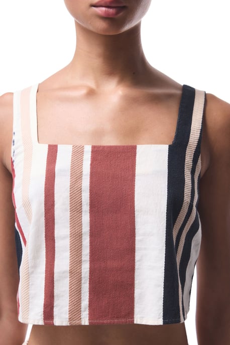 Randig bomull croppad bralette camisole - Image 4