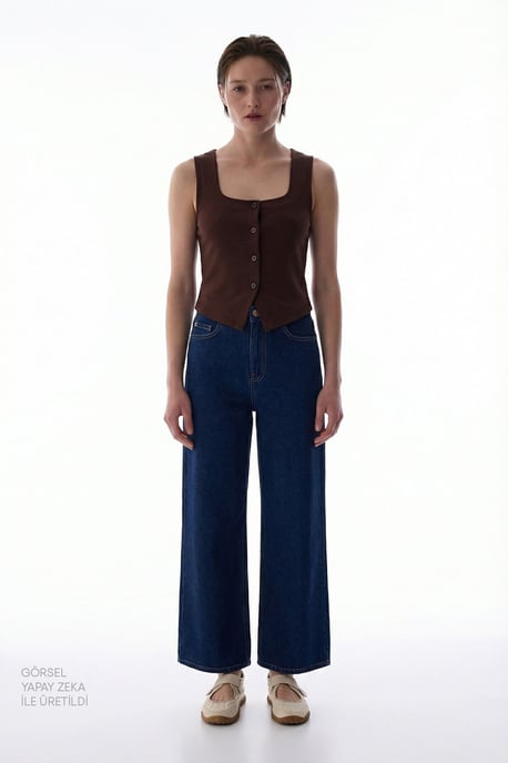 Knapplistad Stickad Cami Top - Image 4