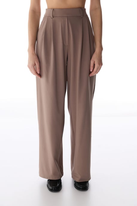 High-Waist Wide-Leg Pleated Trousers - Image 1