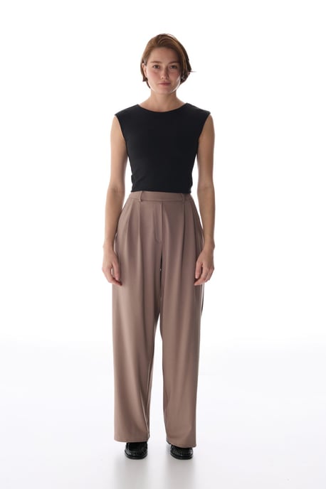 High-Waist Wide-Leg Pleated Trousers - Image 3