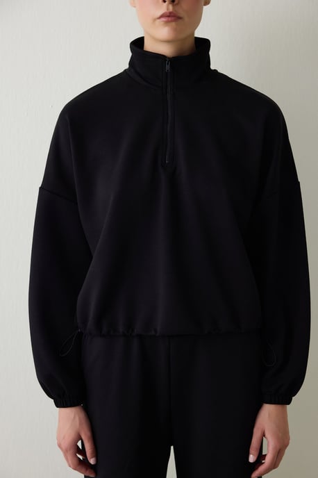 Dames Crop Half-zip Sweatshirt - Image 2