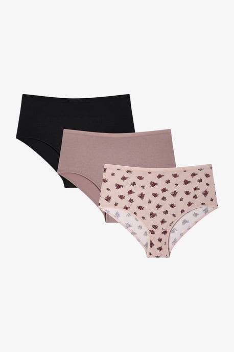 High-Waist Floral Hipster Briefs, 3-Pack - Image 1