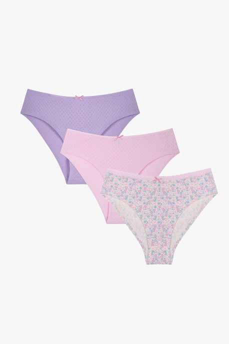 3-Pack Mid-Waist Floral Cotton Hipster Briefs - Image 1