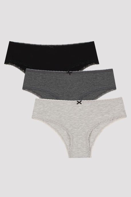 3-Pack Cotton Hipster Briefs With Lace - Image 1