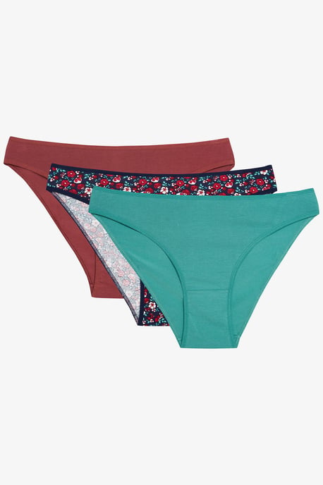 3-Pack Blommiga Midjehög Bomullstrosor - Image 1
