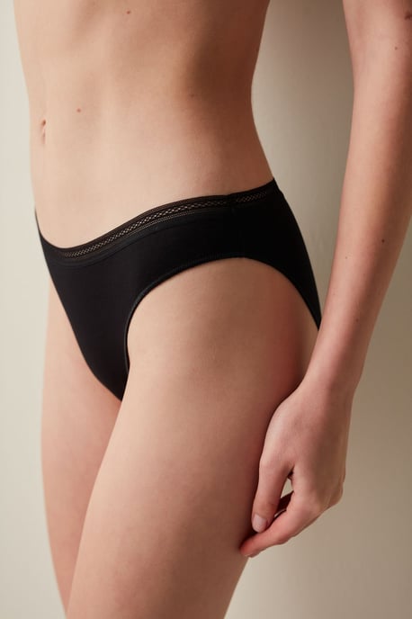 Medelhög midja i bomullsjersey-briefs - Image 1