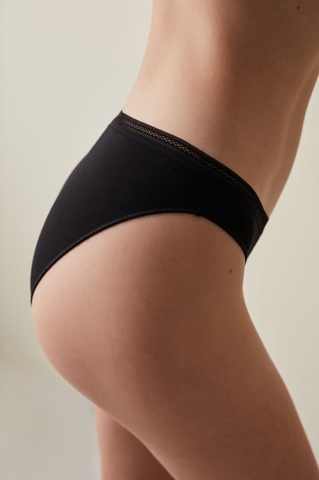 Medelhög midja i bomullsjersey-briefs - Image 4