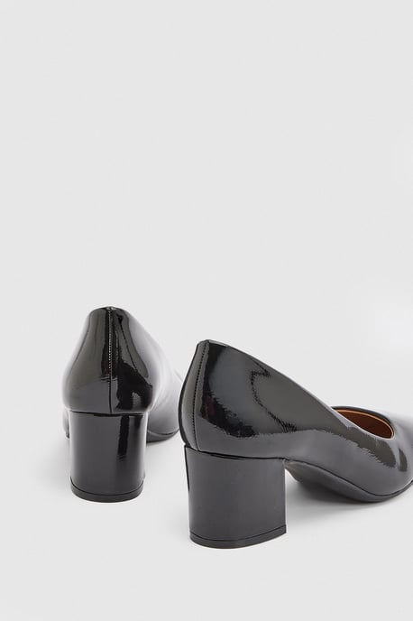 Bonita Faux Patent Leather Medium Block Heel Court Shoes - Image 2