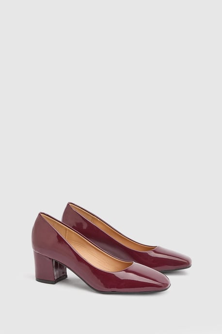 Bonita Faux Patent Leather Medium Block Heel Court Shoes - Image 1