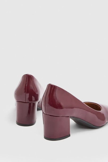 Bonita Faux Patent Leather Medium Block Heel Court Shoes - Image 2