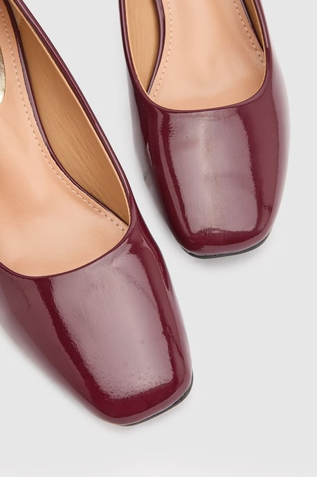 Bonita Faux Patent Leather Medium Block Heel Court Shoes - Image 3