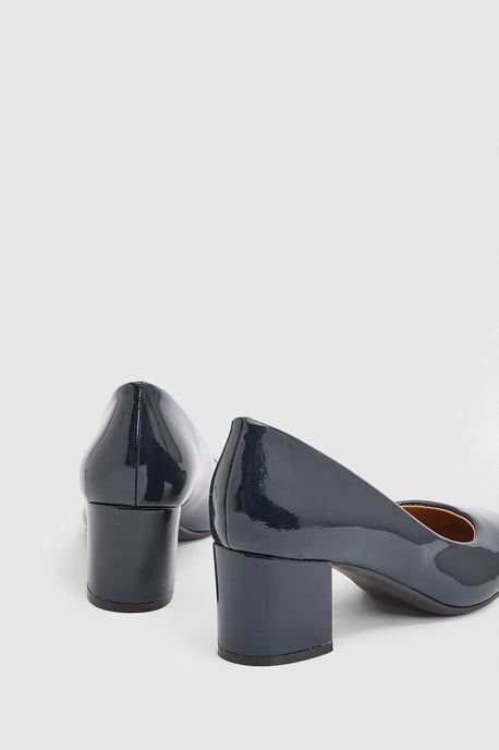 Bonita Faux Patent Leather Medium Block Heel Court Shoes - Image 2