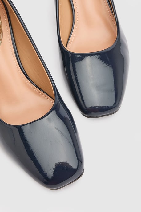 Bonita Faux Patent Leather Medium Block Heel Court Shoes - Image 3
