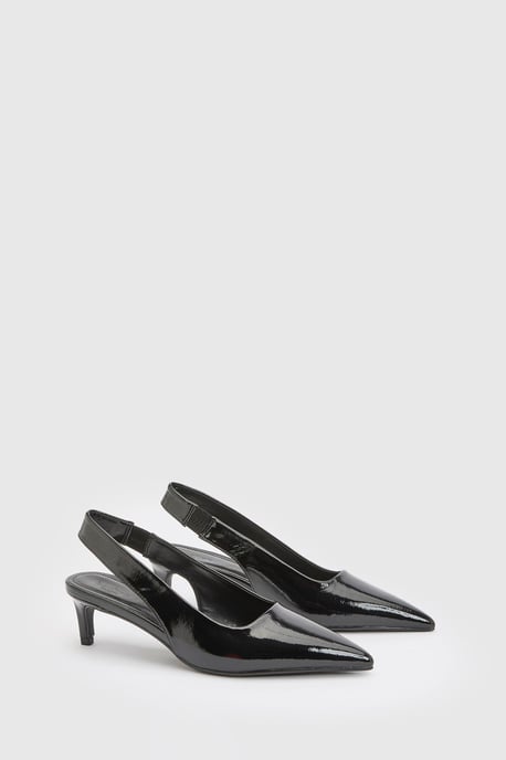 Wide Fit Patent Wide Slingback Low Court Shoes - Image 3