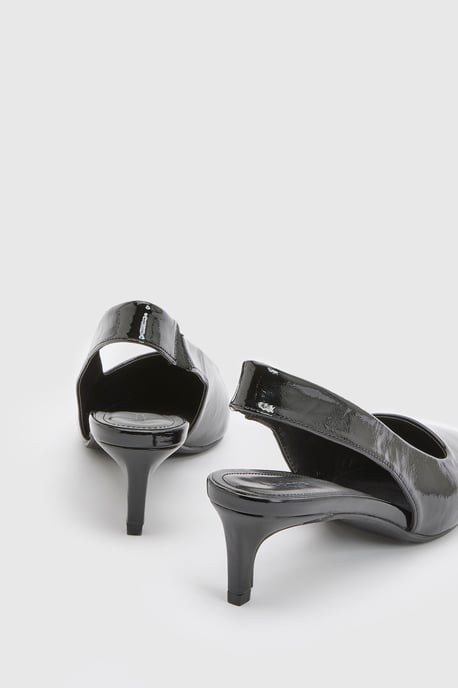 Wide Fit Patent Wide Slingback Low Court Shoes - Image 4