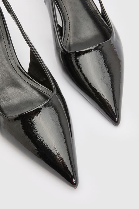 Wide Fit Patent Wide Slingback Low Court Shoes - Image 5