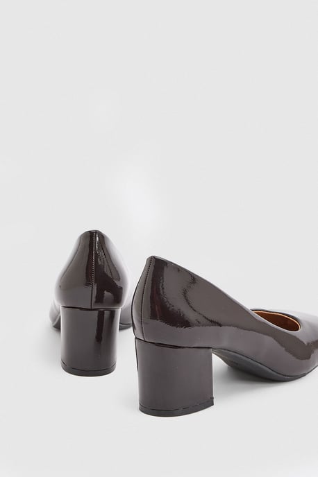 Bonita Faux Patent Leather Medium Block Heel Court Shoes - Image 2